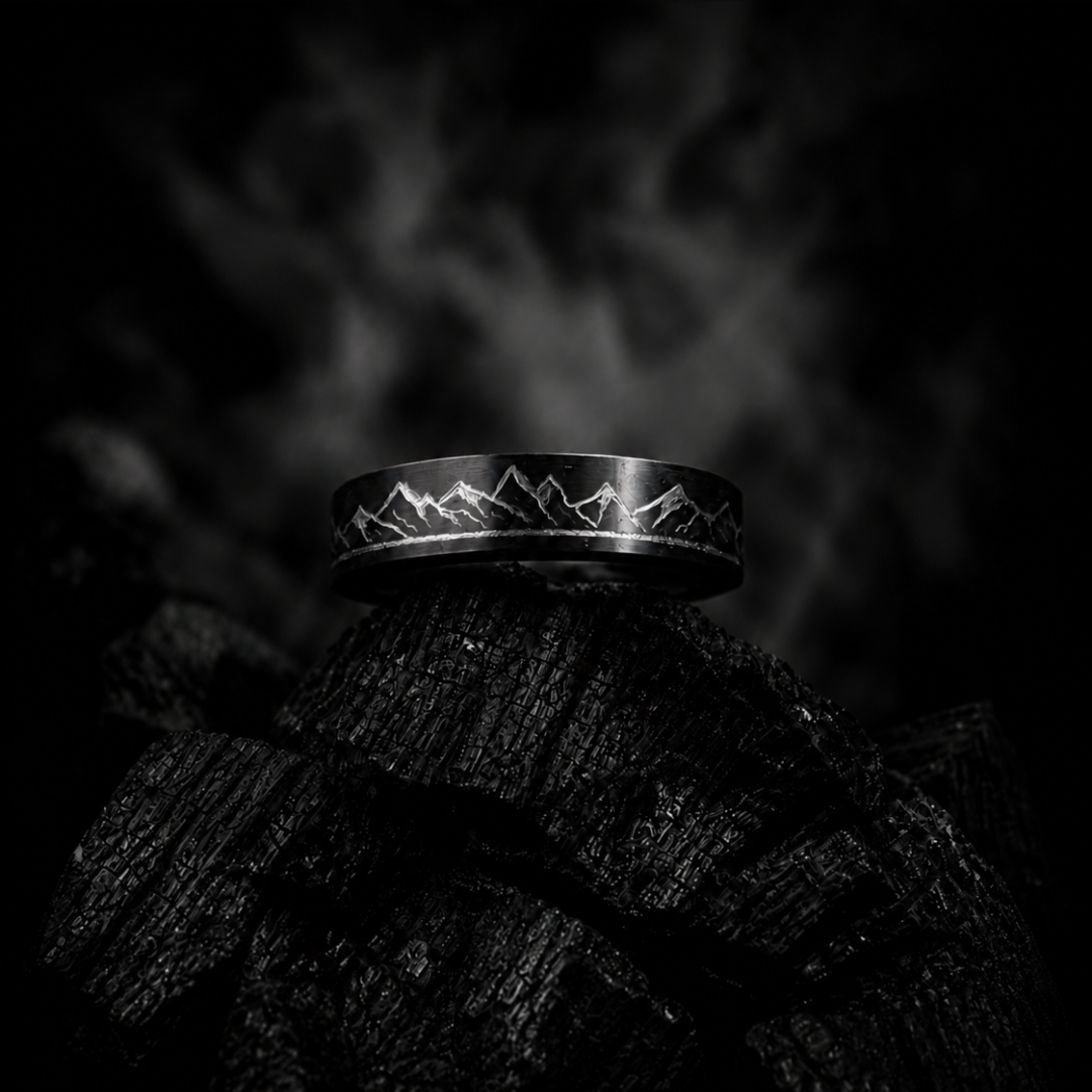 6mm Matte Black Ridgeline Ring