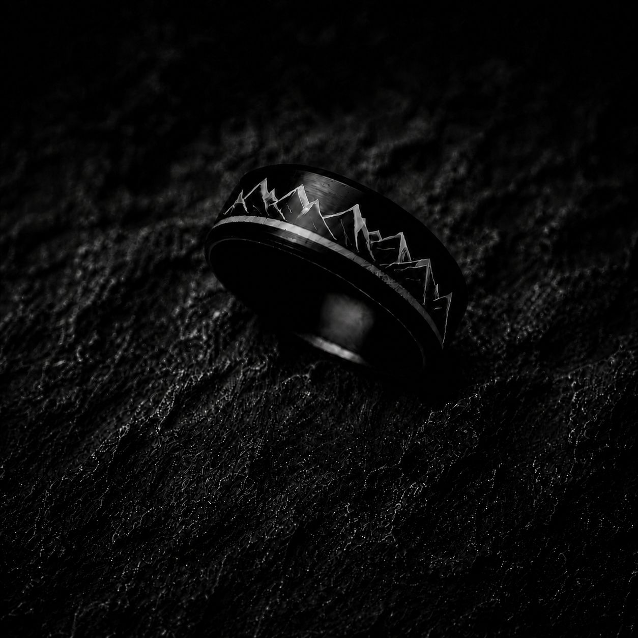 8mm Matte Black Ridgeline Ring