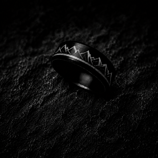 8mm Matte Black Ridgeline Ring