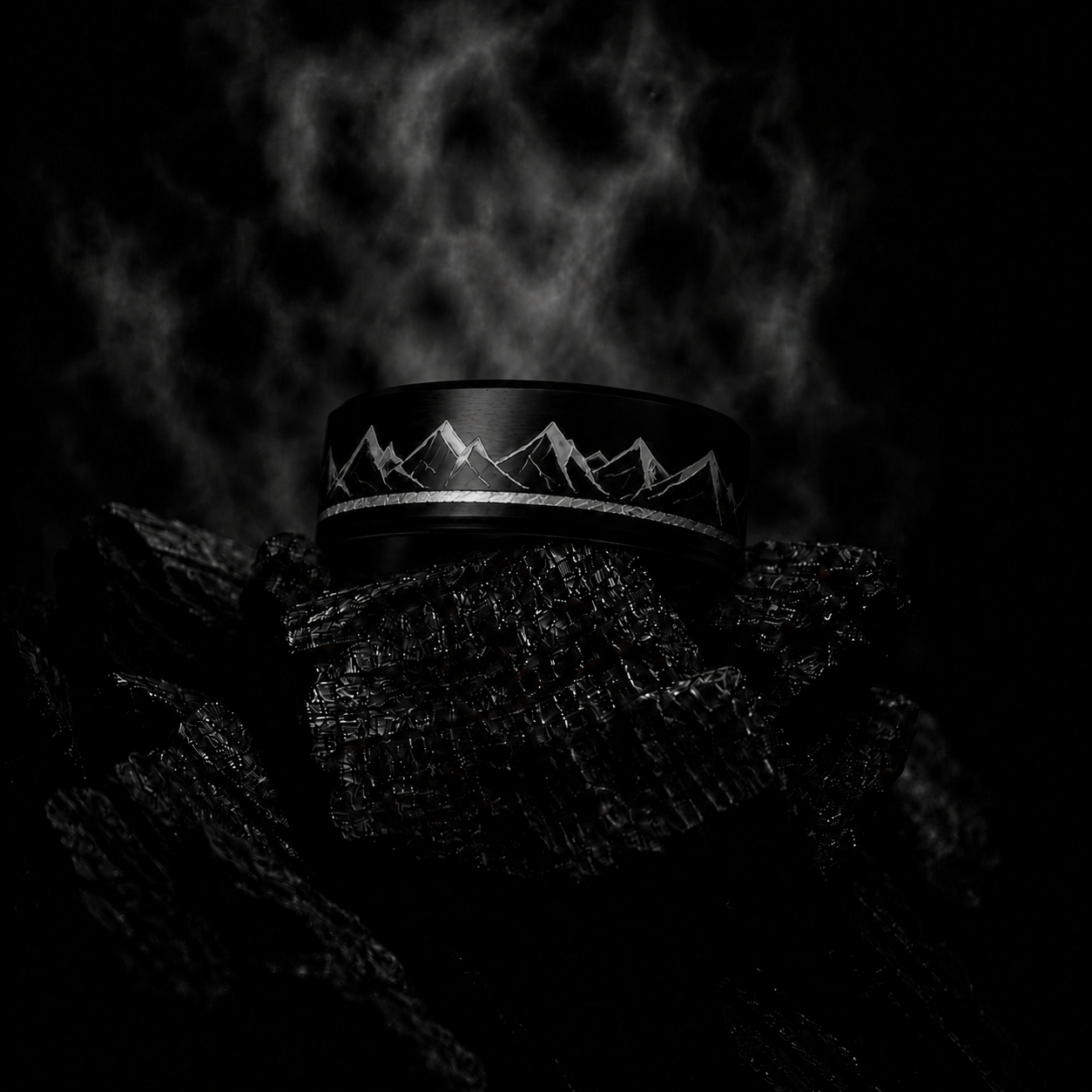 8mm Matte Black Ridgeline Ring
