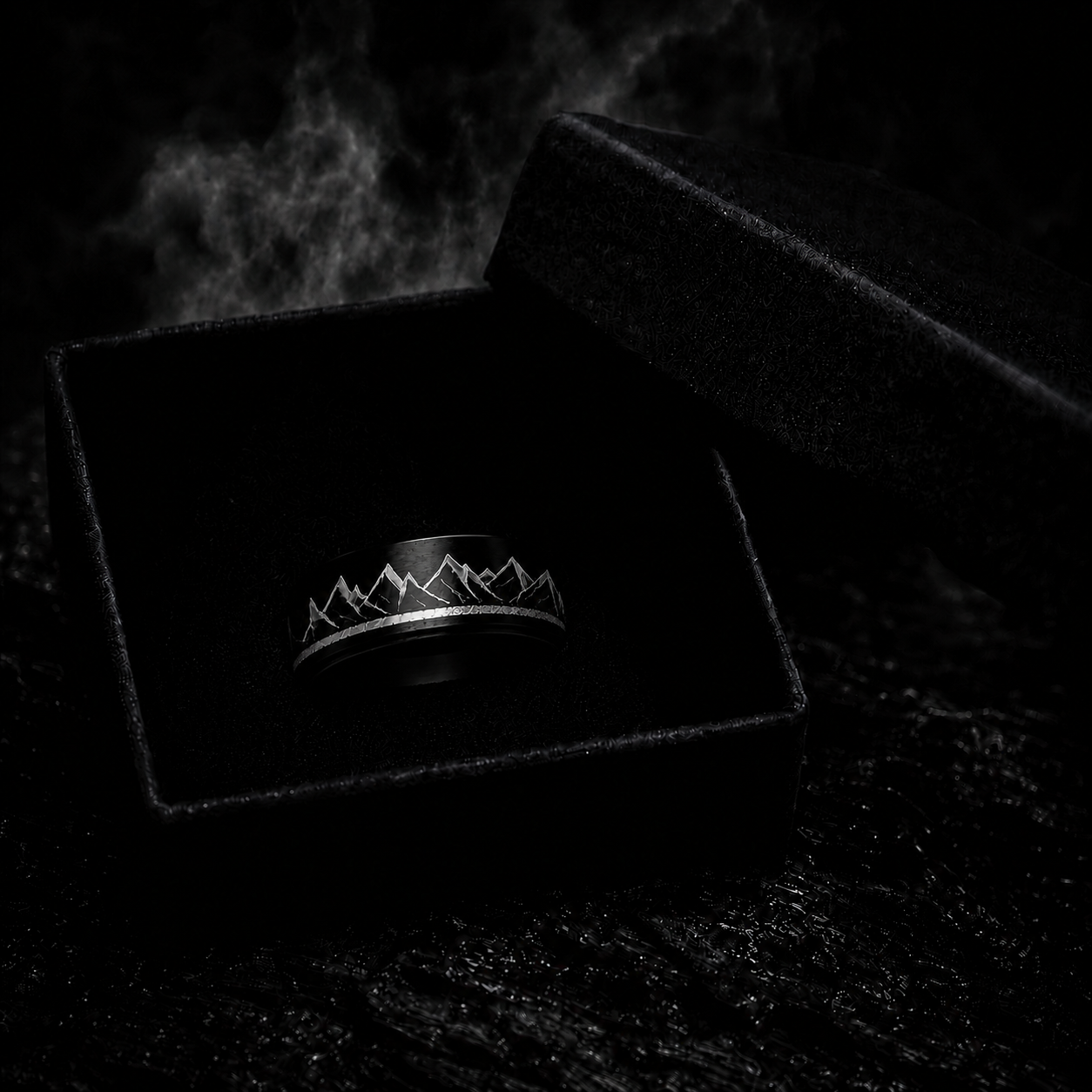 8mm Matte Black Ridgeline Ring