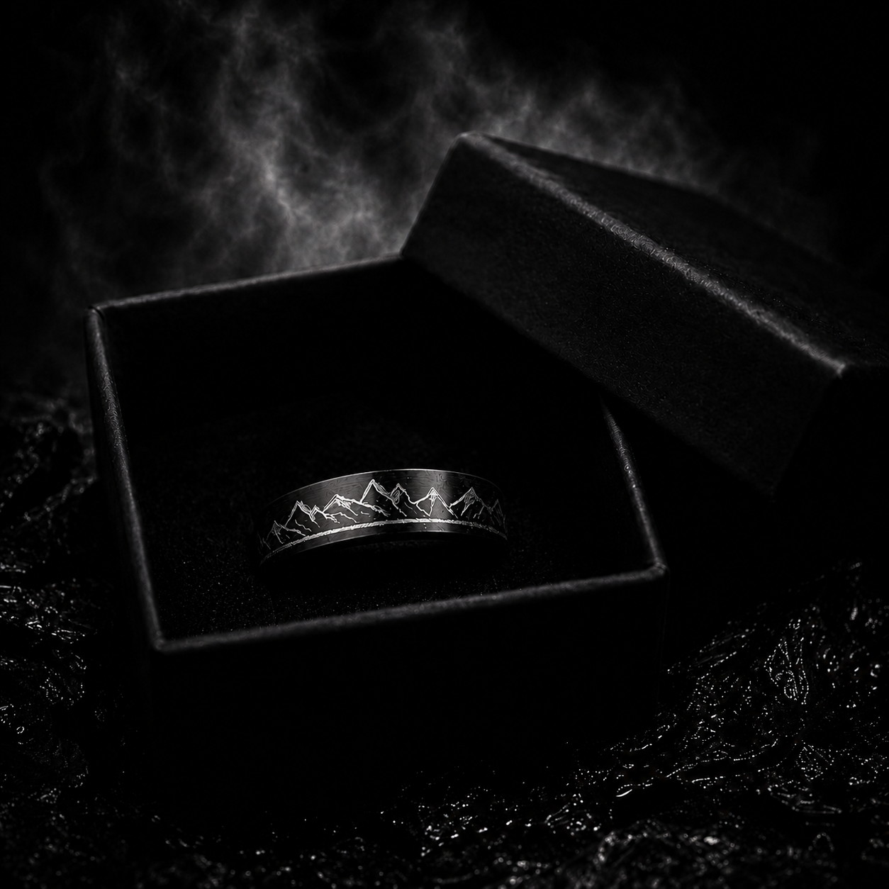 6mm Matte Black Ridgeline Ring