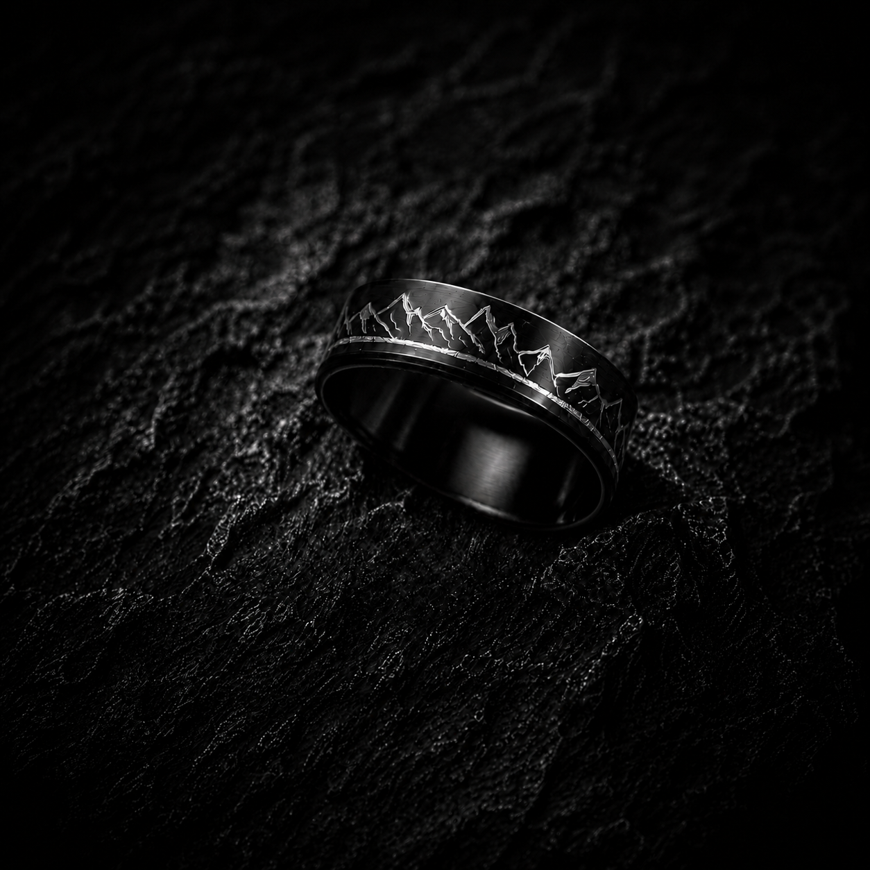 6mm Matte Black Ridgeline Ring